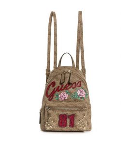 GUESS URBAN SPORT LEEZA STUDDED SMALL BACKPACK BROWN