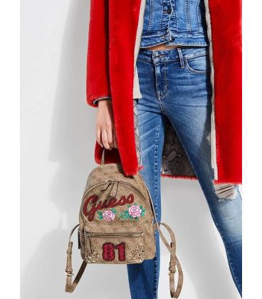 GUESS URBAN SPORT LEEZA STUDDED SMALL BACKPACK BROWN