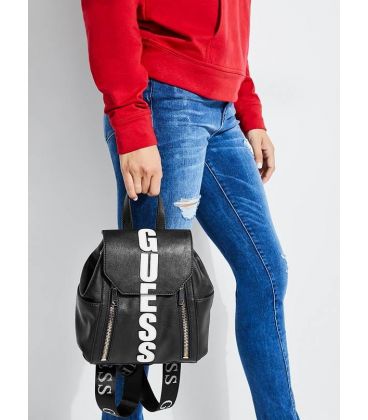 GUESS URBAN SPORT LEEZA  DENIM SMALL BACKPACK BLACK